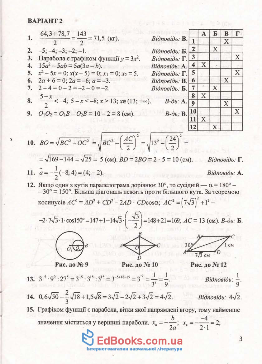 Відповіді до збірника для ДПА 2020 з математики 9 клас Істера О. купити 3